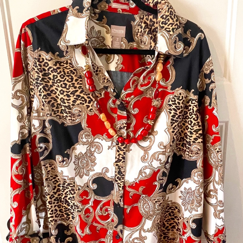 Chico's Shirt with matching Necklace
